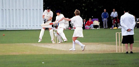 Jan Brittin cuts during the Women's World Cup 1993