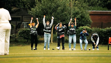 Some spectators cheering during Women's World Cup 1993
