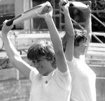 Janette Brittin and Carole Hodges warming up