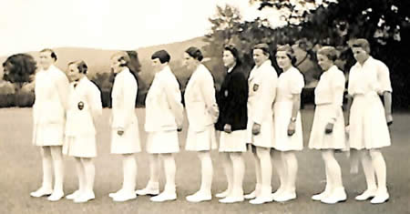 Myrtle Maclagan with unidentified players from her photo album