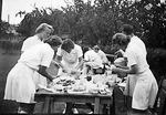 Unidentified players at Cricket Week 1949 from Myrtle Maclagan's photo album