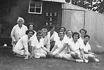 Myrtle Maclagan with unidentified players from her photo album