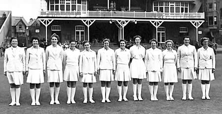 Myrtle Maclagan with unidentified players from her photo album