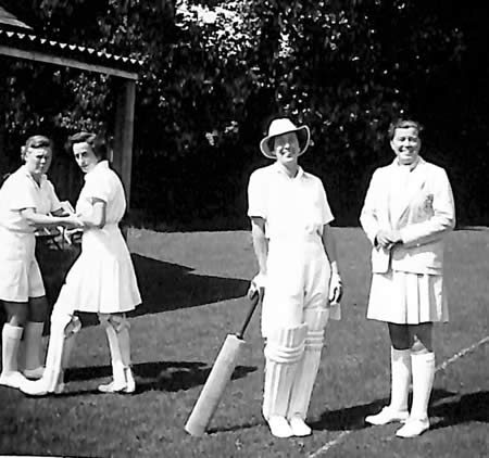 Myrtle Maclagan with unidentified players from her photo album